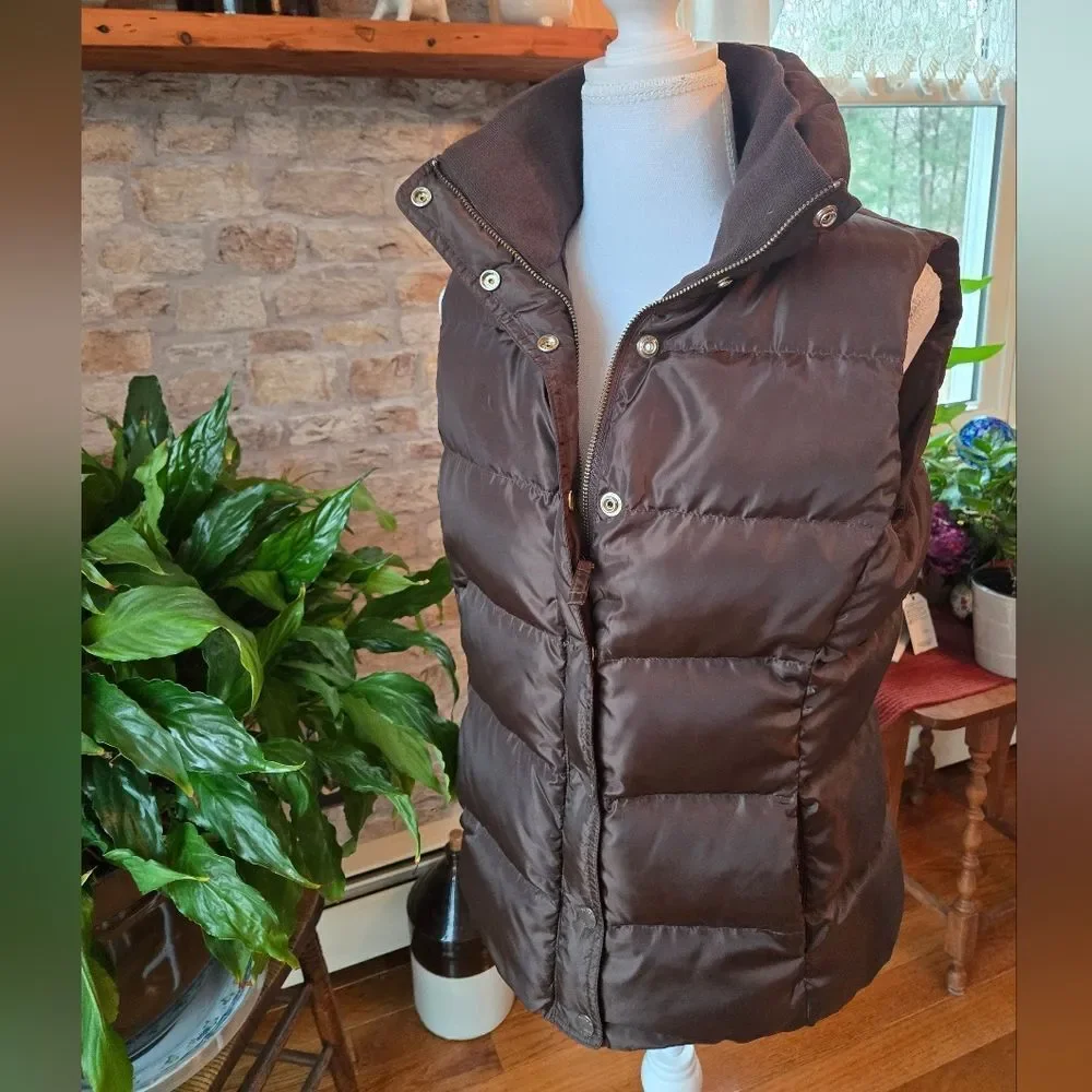 J.Crew Dark Brown Down Womens PufferVest S